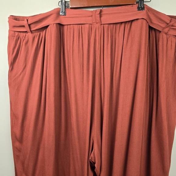 TORRID Crop Flowy‎ Wide Leg Gauze Mid-Rise Tie-Front Pants Brown Womens Sz 6X - Picture 11 of 14